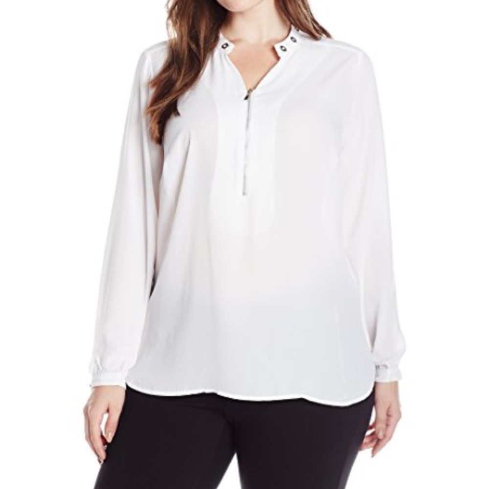 🅿️ NY Collection 3X zip-front white blouse